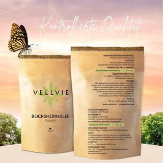 Vellvie Bockshornklee Apothekerglas Nachfuellpack 180Kapseln Titel Nahrungsergaenzung Nachhaltig Plastikfrei Vitamine Mineralien